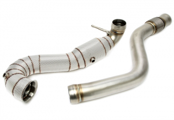 TA Technix downpipe with heat shield and catalytic converter fits for  Mercedes Benz CLA-Klasse Coupe C117, CLA Shooting Brake X117, C45 AMG - engine code M133
