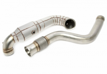 TA Technix downpipe with heat shield and catalytic converter fits for  Mercedes Benz CLA-Klasse Coupe C117, CLA Shooting Brake X117, C45 AMG - engine code M133