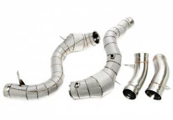 TA Technix downpipe with heat shield and catalytic converter suitable for Mercedes Benz GLC-Class C63 AMG X253, GLC Coupe C253 - engine code M177