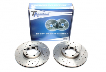 TA Technix Sport Brake Disc Set Front Axle fits Mitsubishi Pajero I / Pajero I Canvas Top