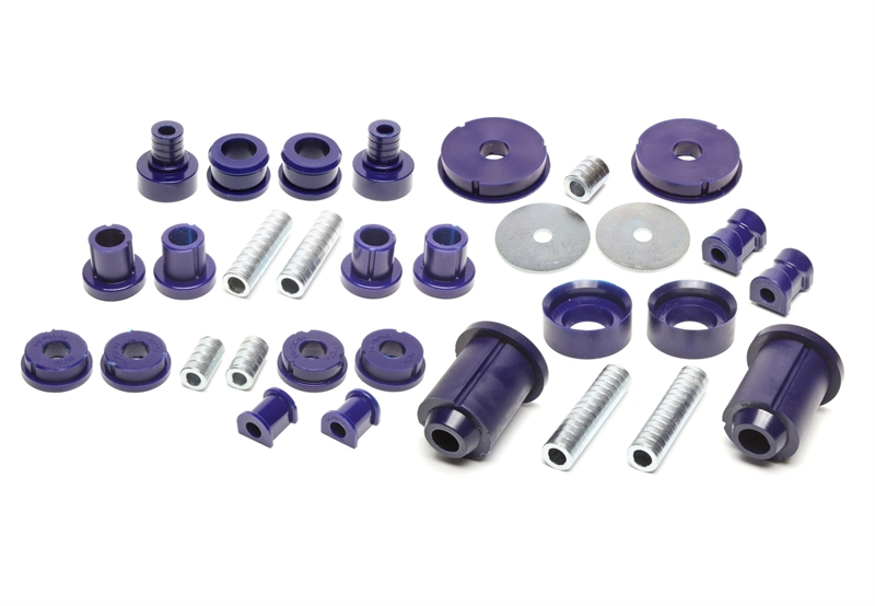 TA Technix PU-bushings kit 37-pieces / front axle+rear axle / front axle with Ø 19mm rod / M3 eccentric / rear axle with Ø 12mm rod / fits BMW 3 series E30
