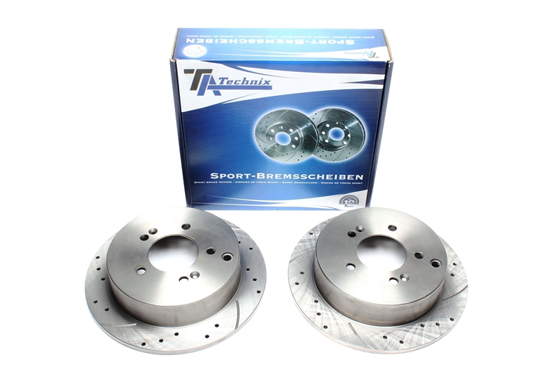 TA Technix sport brake disc set rear axle suitable for Hyundai IX35 / Santa Fé I / Trajet / Tucson / Kia Sportage
